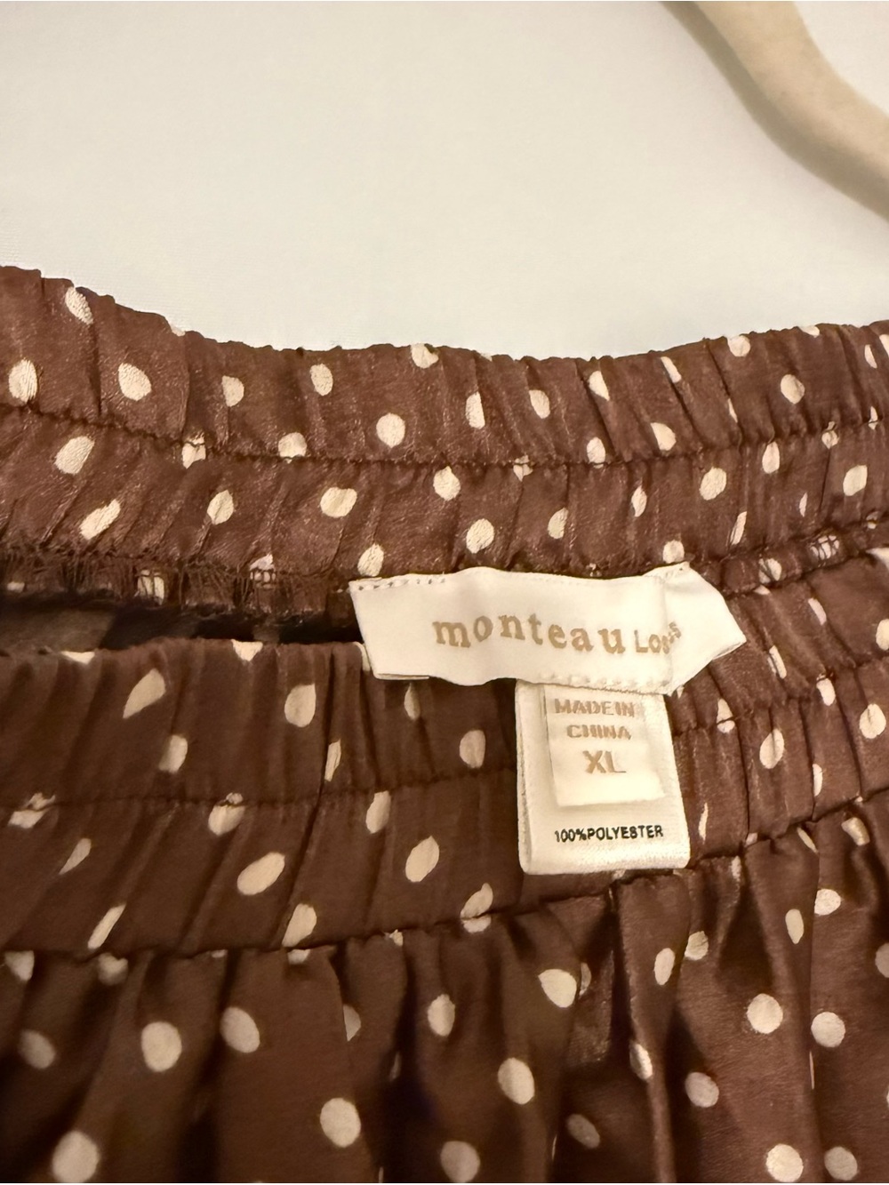 Monteau Brown Pleated Polka Dot Midi Skirt - Picture 5 of 6
